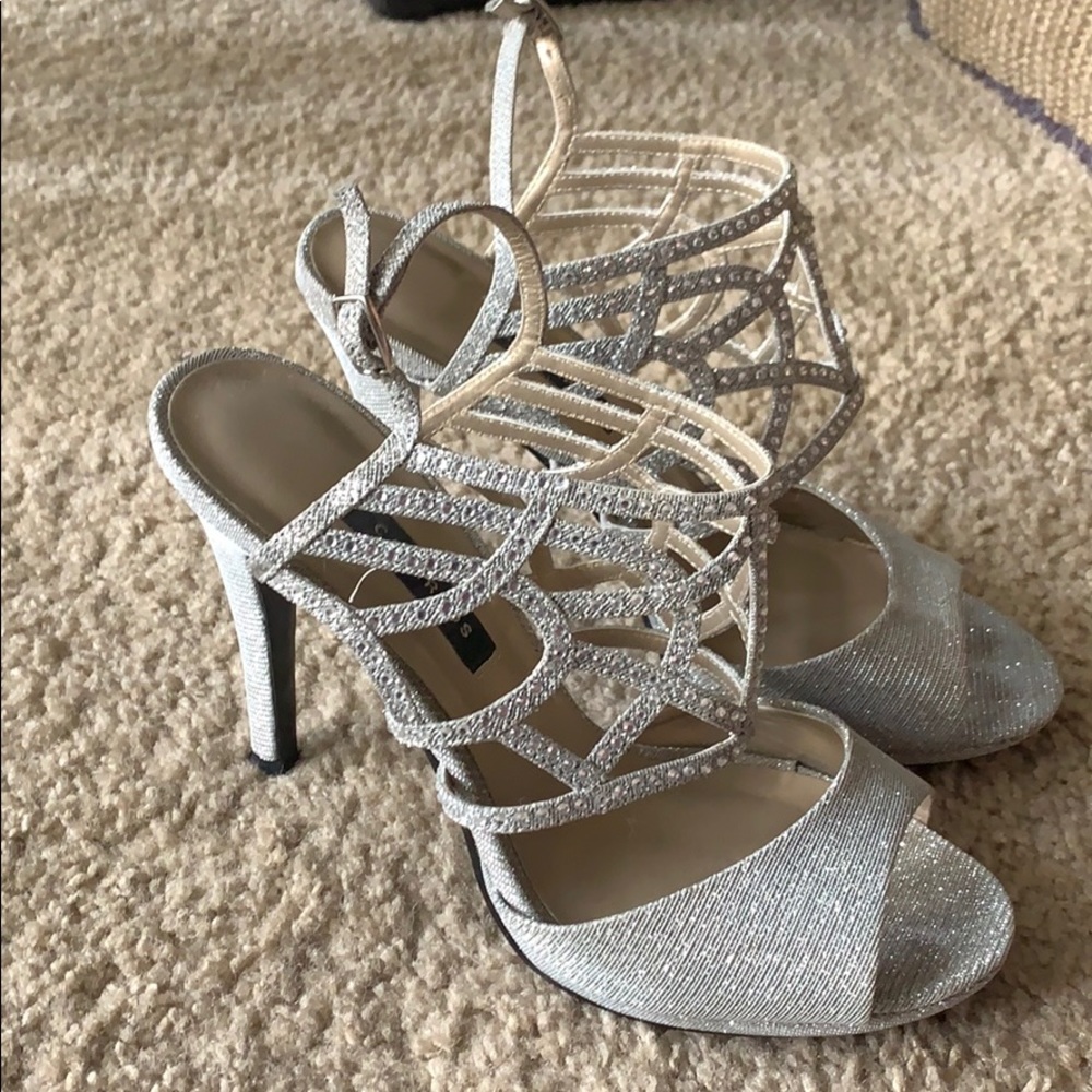 Silver diamond shoes